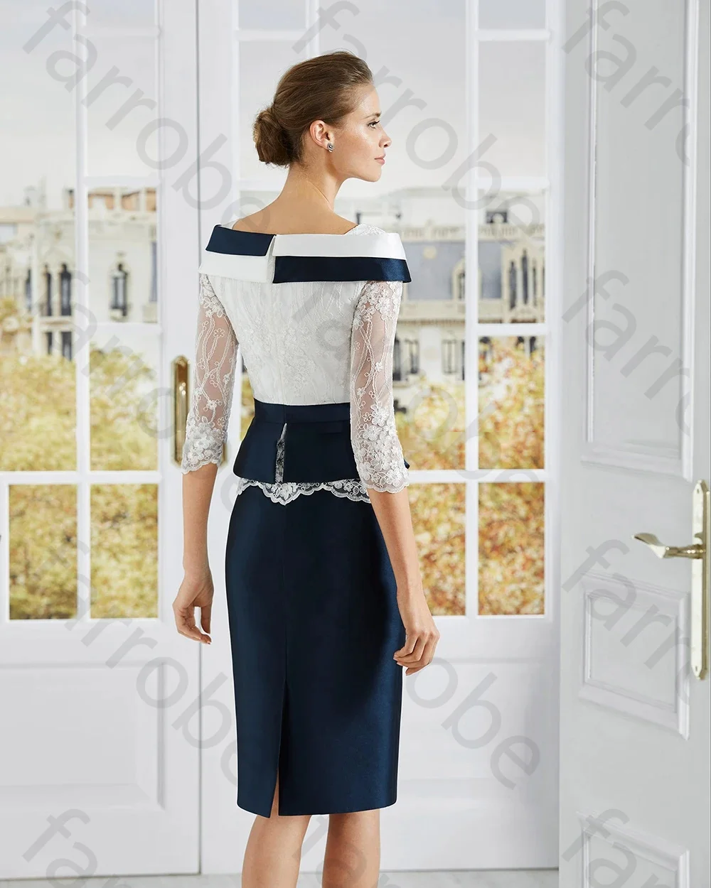 Современные кружевные платья для матери невесты по индивидуальному заказу, короткое платье для жениха с рукавами 3/4 до колена и аппликацией для женщин, свадебное платье