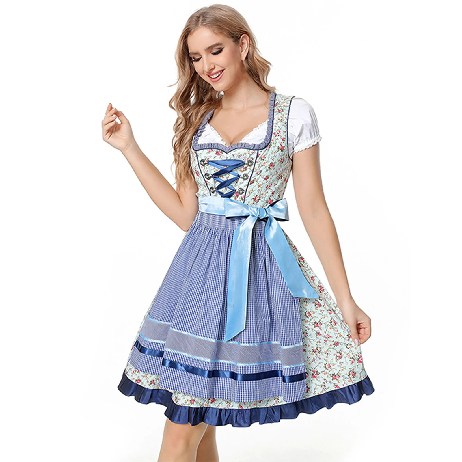 

Костюмы на Октоберфест, наряды, Платье Dirndl, традиционные немецкие повседневные летние платья с рукавами, повседневные платья для женщин, лето