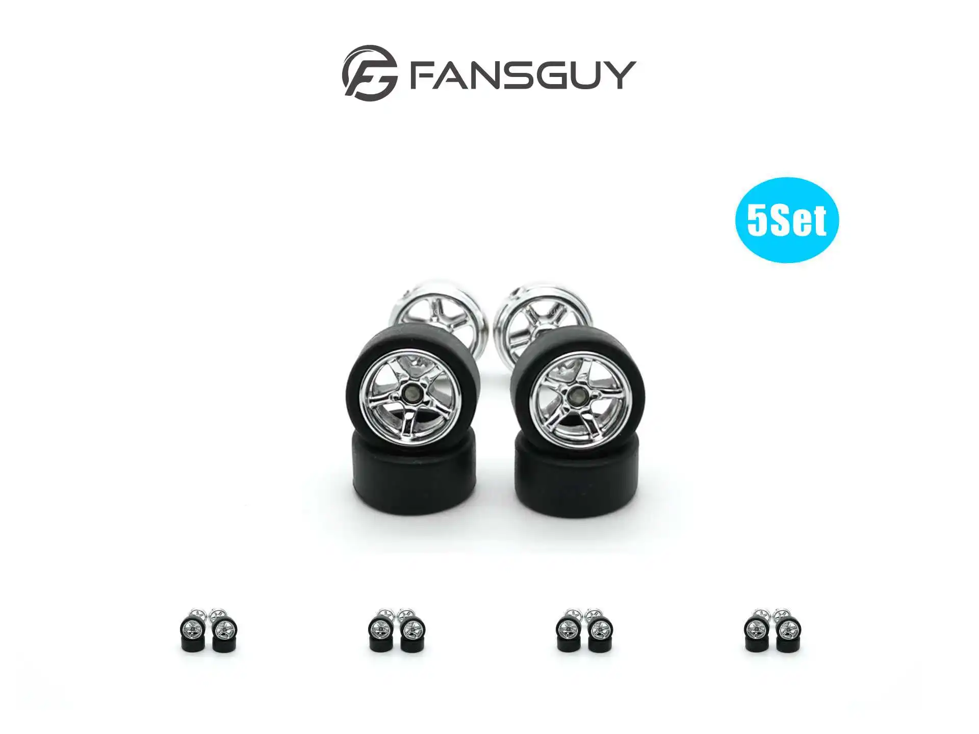 FANSGUY 5Set 11.2mm 1/64 Alloy Car Wheels Detachable Smooth Tires Gild/Silvering MMS Series For Hot Wheel/Matchbox/Domeka