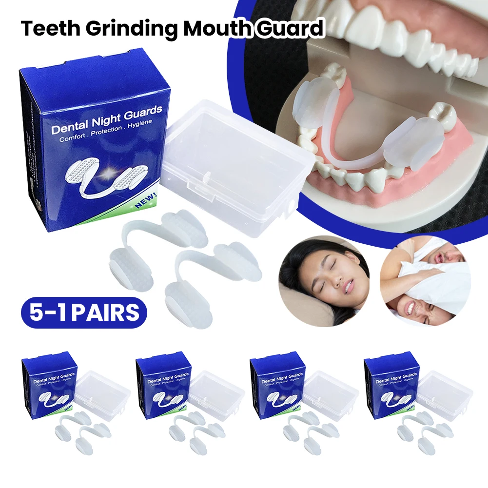 5-1Pairs Guard Teeth Grinding Mouth Guard for Grinding Clenching Teeth at Night Anti-wear Silicone Teeth Mat Soft Dental Mouth