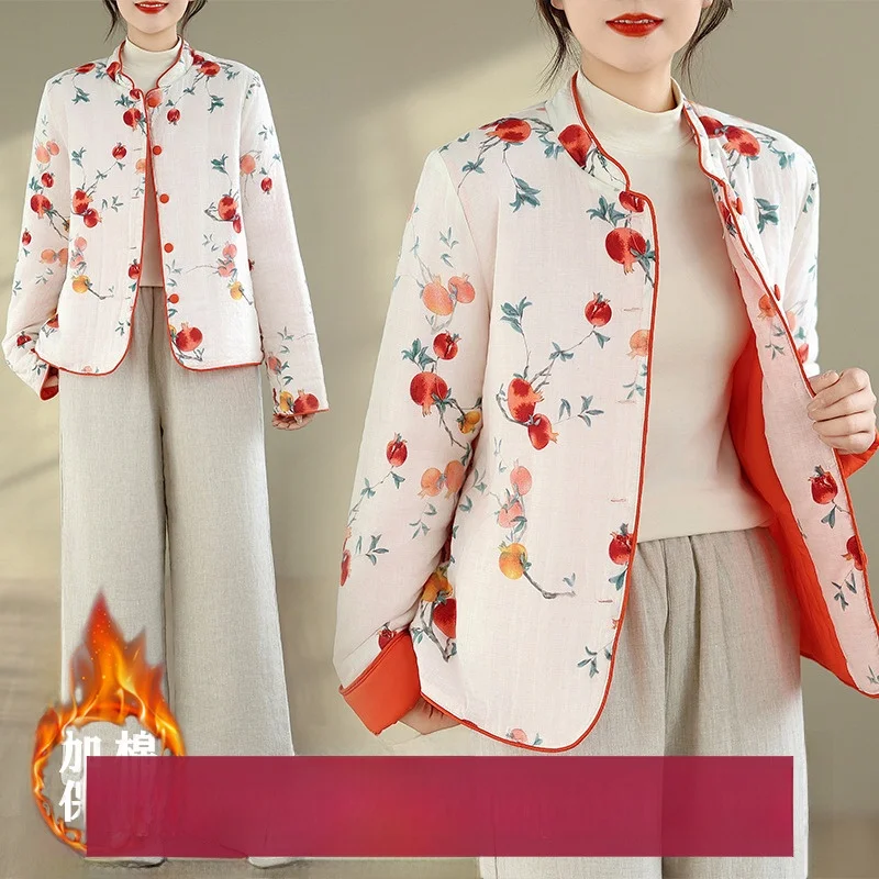 

Высококачественное женское длинное пальто большого размера из хлопка и льна, круглое, на пуговицах, тонкое длинное пальто с цветочным узором