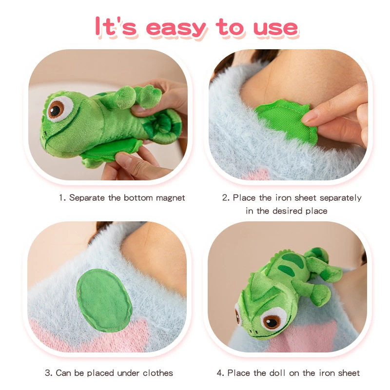 Magnetic Pascal Chameleon Lizard Plush Doll Wearable Shoulder Attachable Stuffed Toy Soft Fluffy Cartoon Figure Cute Cosplay view 5