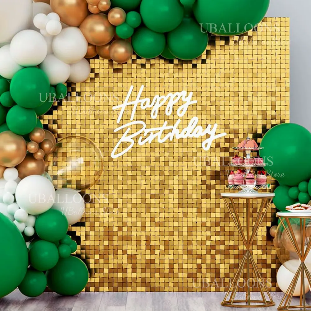 12 stuks licht goud glans muur achtergrond helder champagne goud vierkante pailletten achtergrond panelen voor verjaardag jubileum bruiloft deco