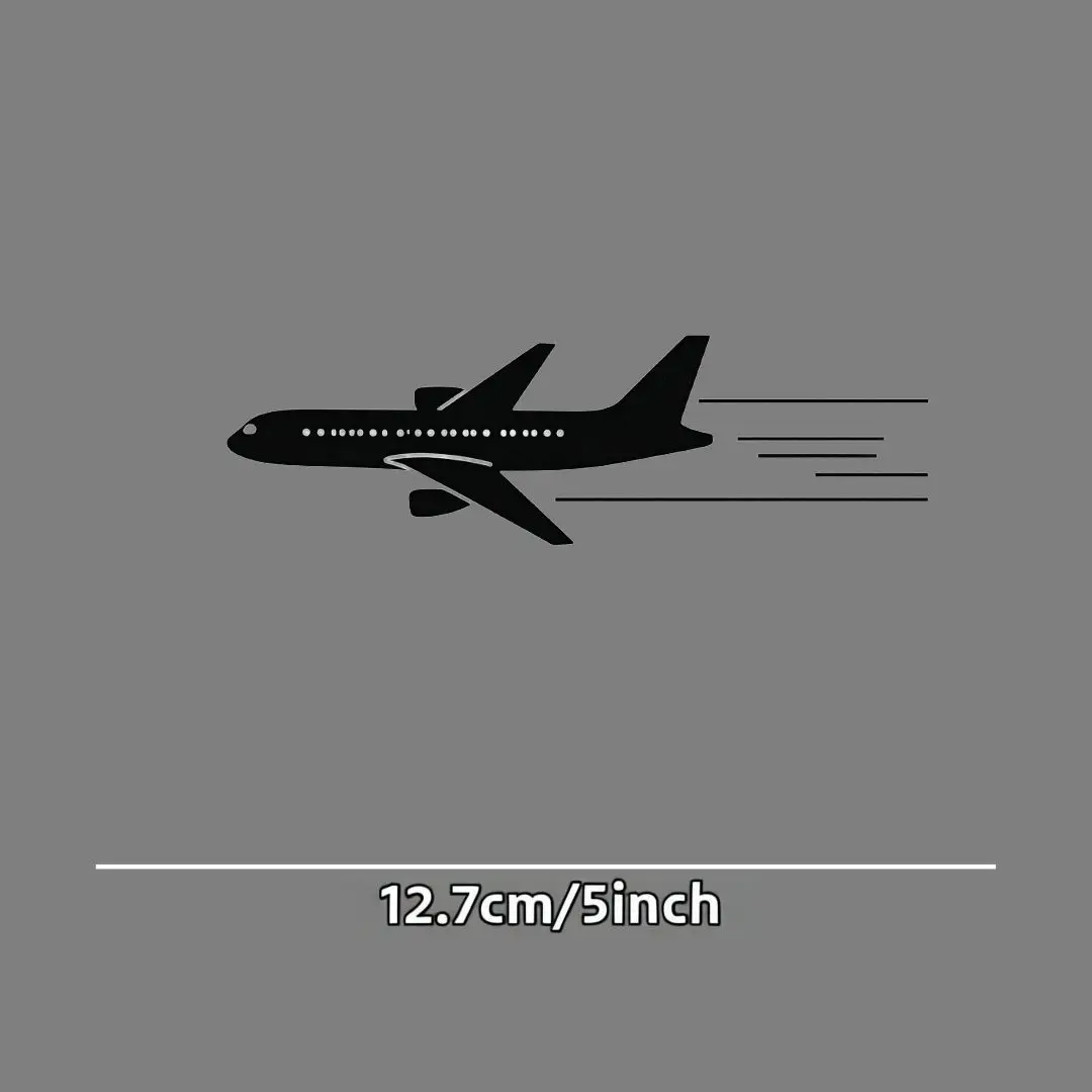 1pc 2D Flat Airplane Vinyl Sticker, Dynamic Flight Silhouette Waterproof Decal for Car Window Motorcycle Helmet Laptop Body