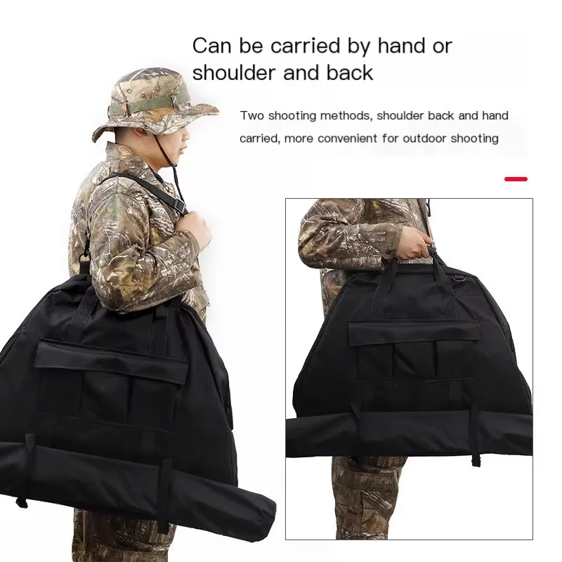 Archery Black Bow Storage Bag Compound Bow Backpack Handle Carry Case Protector Pouch with Arrow Quiver for Hunting Equipment