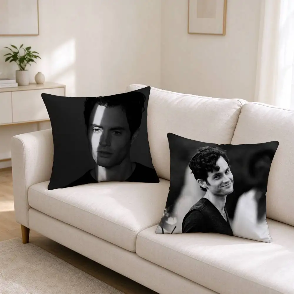 Retro Celebrity Penn Badgley  Pillow Case Square Double-Sided Sofa Cushion Cover Bedroom Bedside Pillow