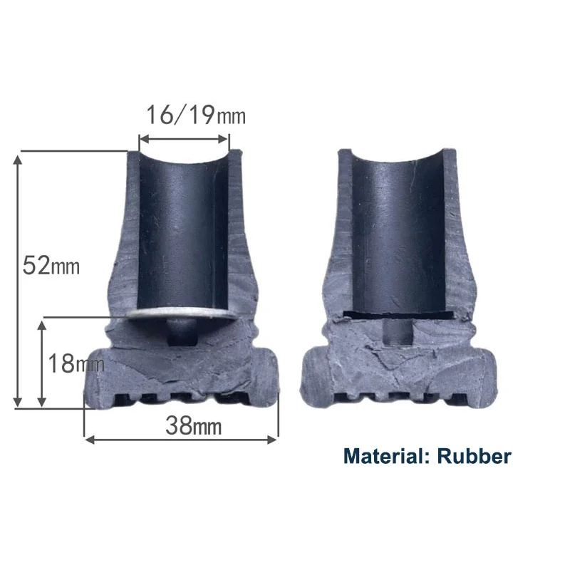 Casquillos de muleta de 16/19mm, extremo de seguridad, punta de goma de repuesto suave, bastón para caminar, muletas, ayuda para la movilidad, 1 Uds.