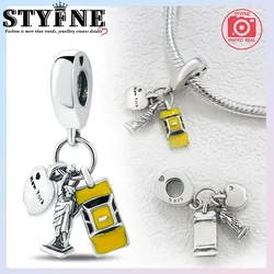 Classic 100% 925 Sterling Silver New York Liberty Organge Traveling Car Fit Original Bracelet Necklaces & Necklace Pendant Gift