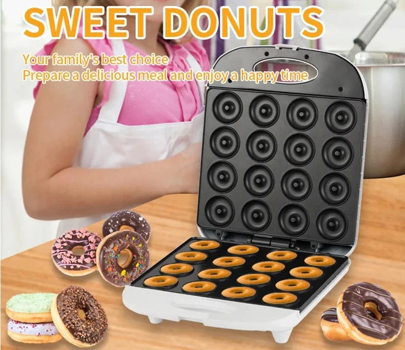 16-Hole donut machine, double-sided heated cake, dessert, bread machine, temperature-controlled breakfast machine