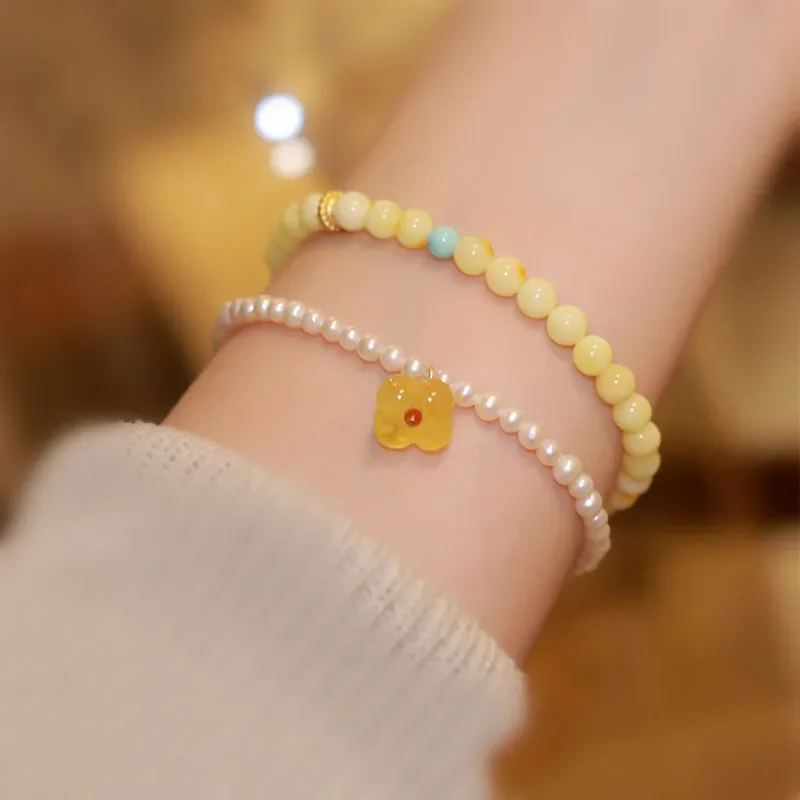 

Freshwater pearl 3-3.5mm beeswax bracelet women osmanthus superfine superfine luxury versatile delicate gift bracelet bangle hot