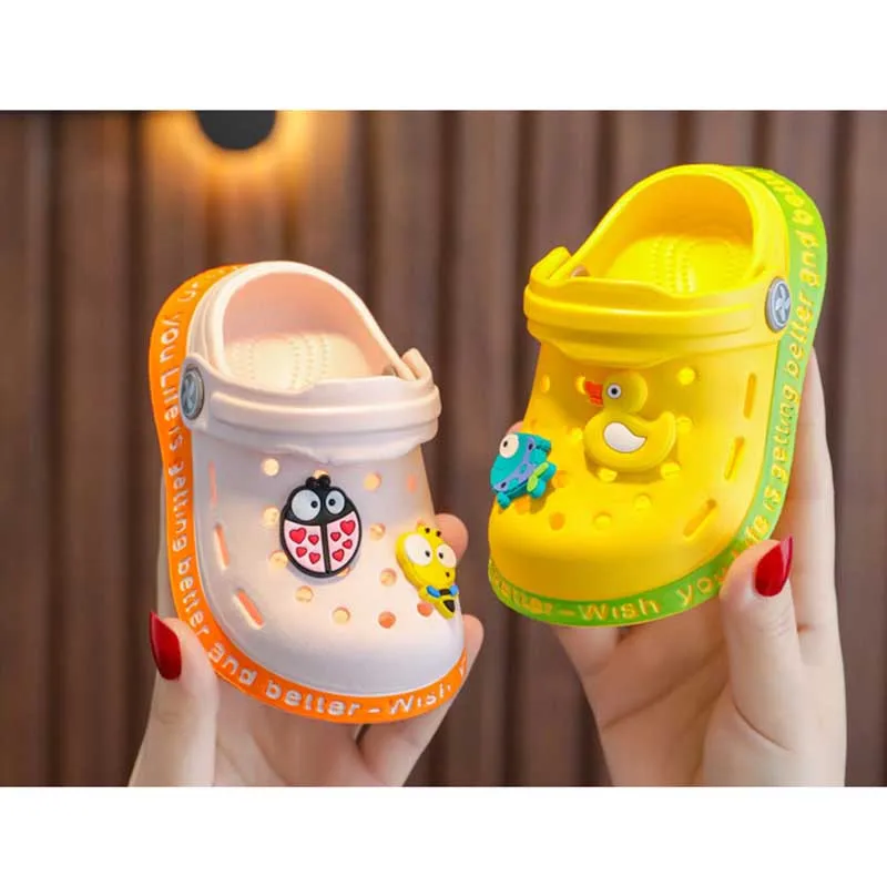 Summer Sandals kids Mules Baby Girls Boys  Cartoon Baby Sandals Solid Flat Heels Cartoon Slippers Children\'s Garden Shoes