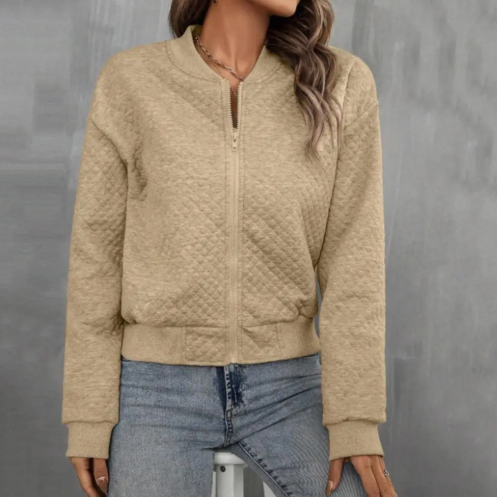 Autumn Long Sleeved Zippered Decorative Cardigan Solid Color Jacket Fall Winter Casual Coat Outwear Tops Small Jackets For Women