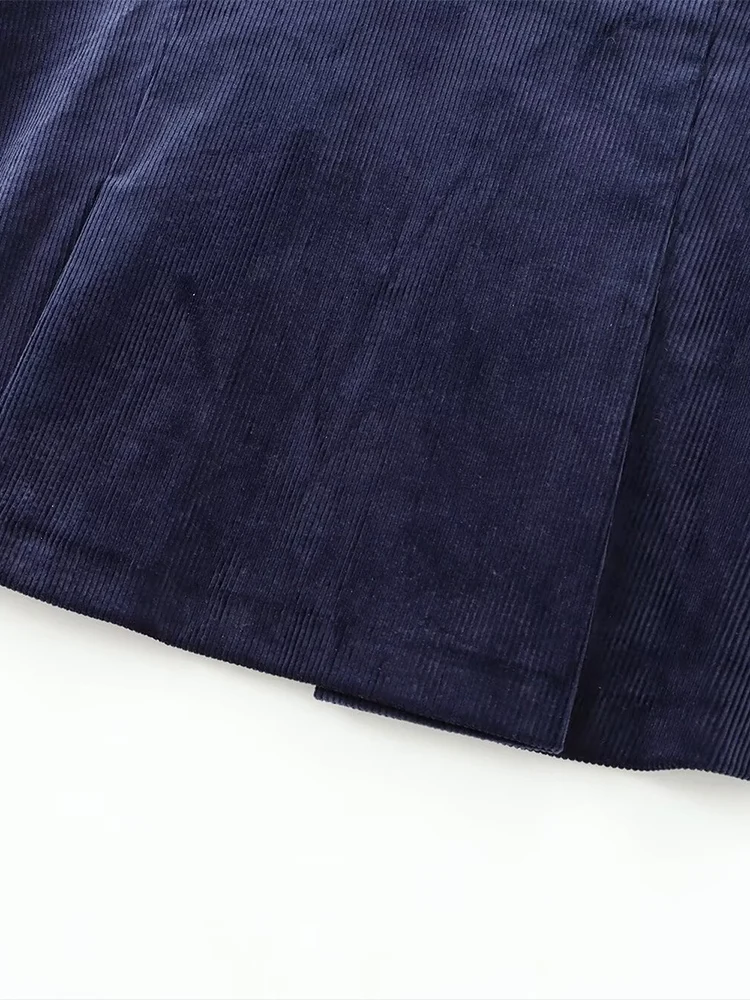 Nueva ropa de otoño para mujer, estilo europeo y americano, diseño francés, conjunto de minifalda superior de pana versátil a la moda