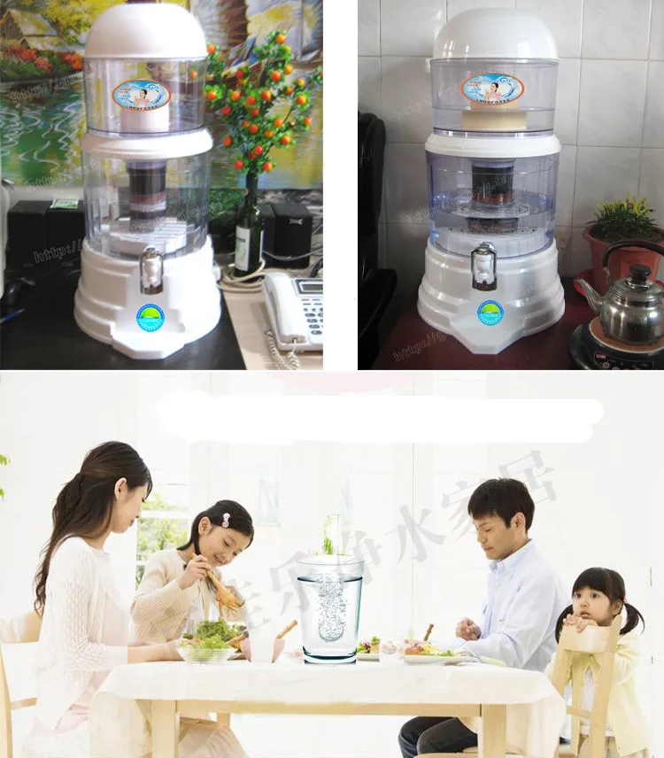 16L Water Filter Barrel Mineral Pot Water Treatment Filter Alkaline Straight Drink Bucket Dispenser Water Purifier