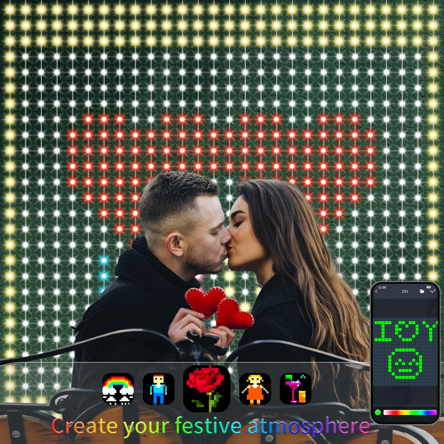 

Светодиодная разноцветная гирлянда-штора, синхронизация цвета с музыкой/граффити, для дома, двора, вечеринок, свадеб и т.д.