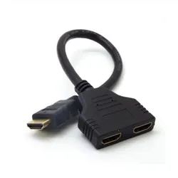 Splitter HDTV 1 in 2 Out 1080P HD Adapter Male to 2 Female Head Adapter HDTV Male to Female Conversion Cable 25CM