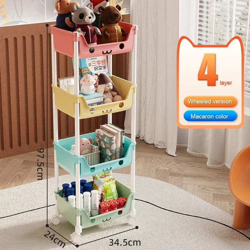 

Trolley Storage Rack Toy Storage Trolley Household Floor Multi-Layer Removable Shelving Living Room Children'S Toys Storage Rack