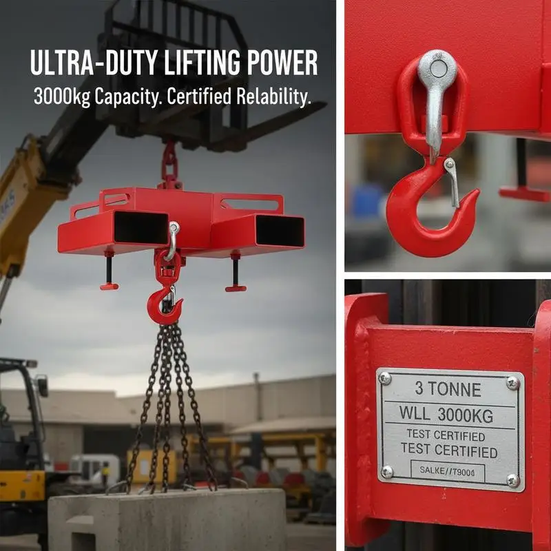 Heavy Duty Hoist Link 3000kg For Factory Warehouse Workshop, Double Fork Mounting Dual Fixed T-Bolts Carbon Steel Construction 3 Ton Capacity