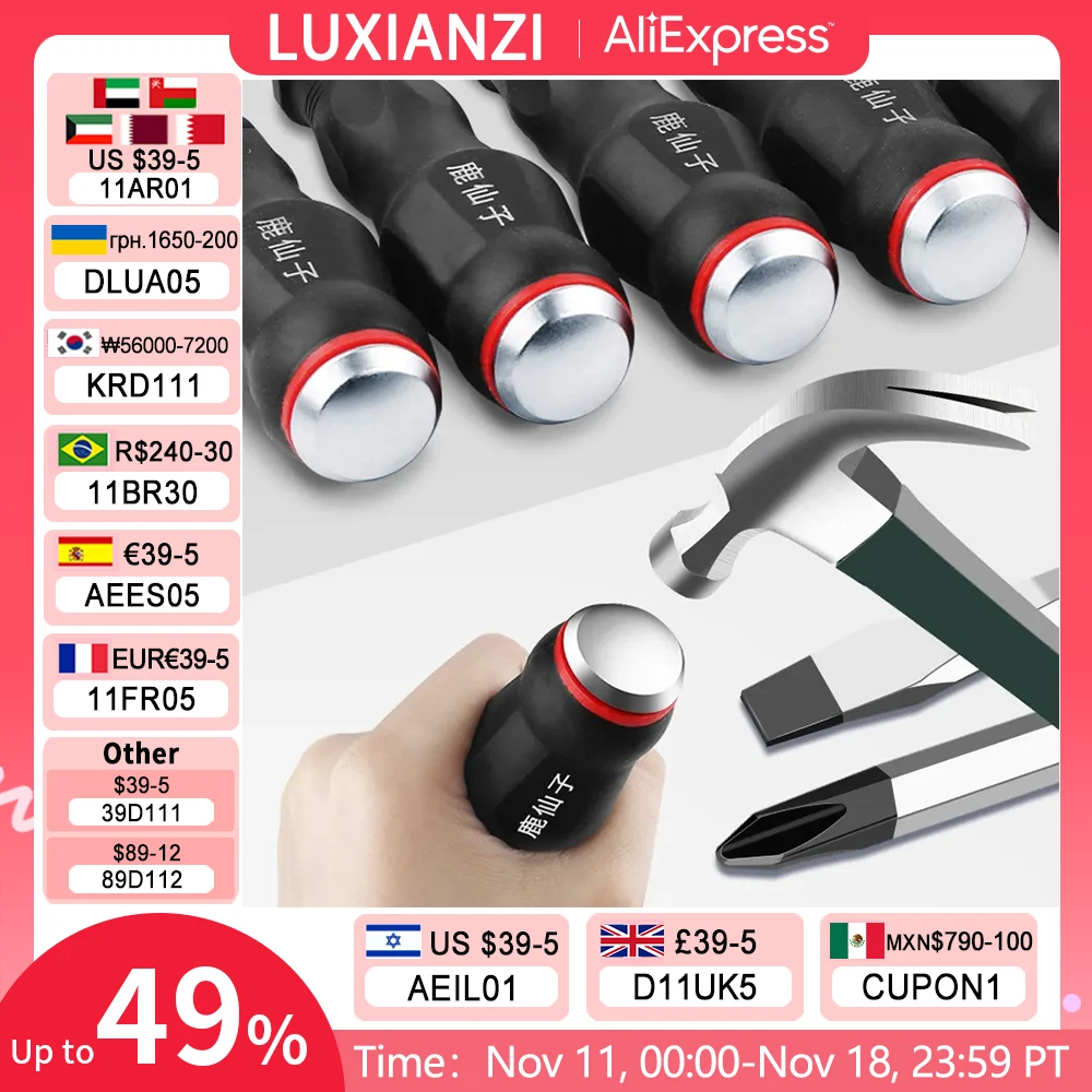 chave de fenda de aco de liga ferramentas manuais martelo phillips com fenda cabeca magnetica para reparo automotivo parafusadeira domestica luxianzi s2 01