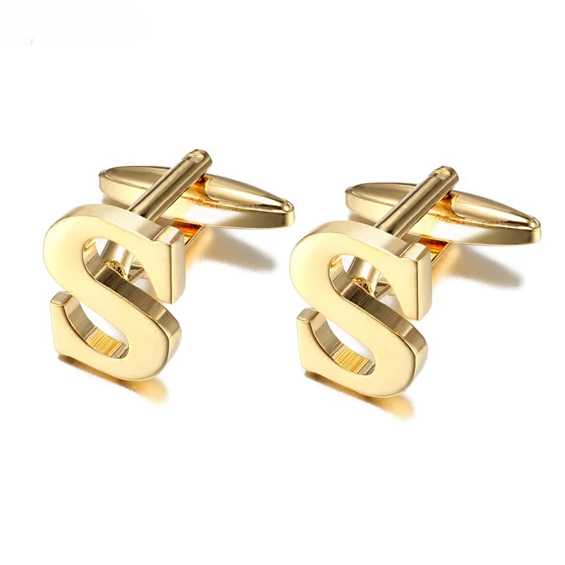 

Cufflinks Letter Gold and Silver S Men's and Women's French Shirt Cufflinks Customized Business