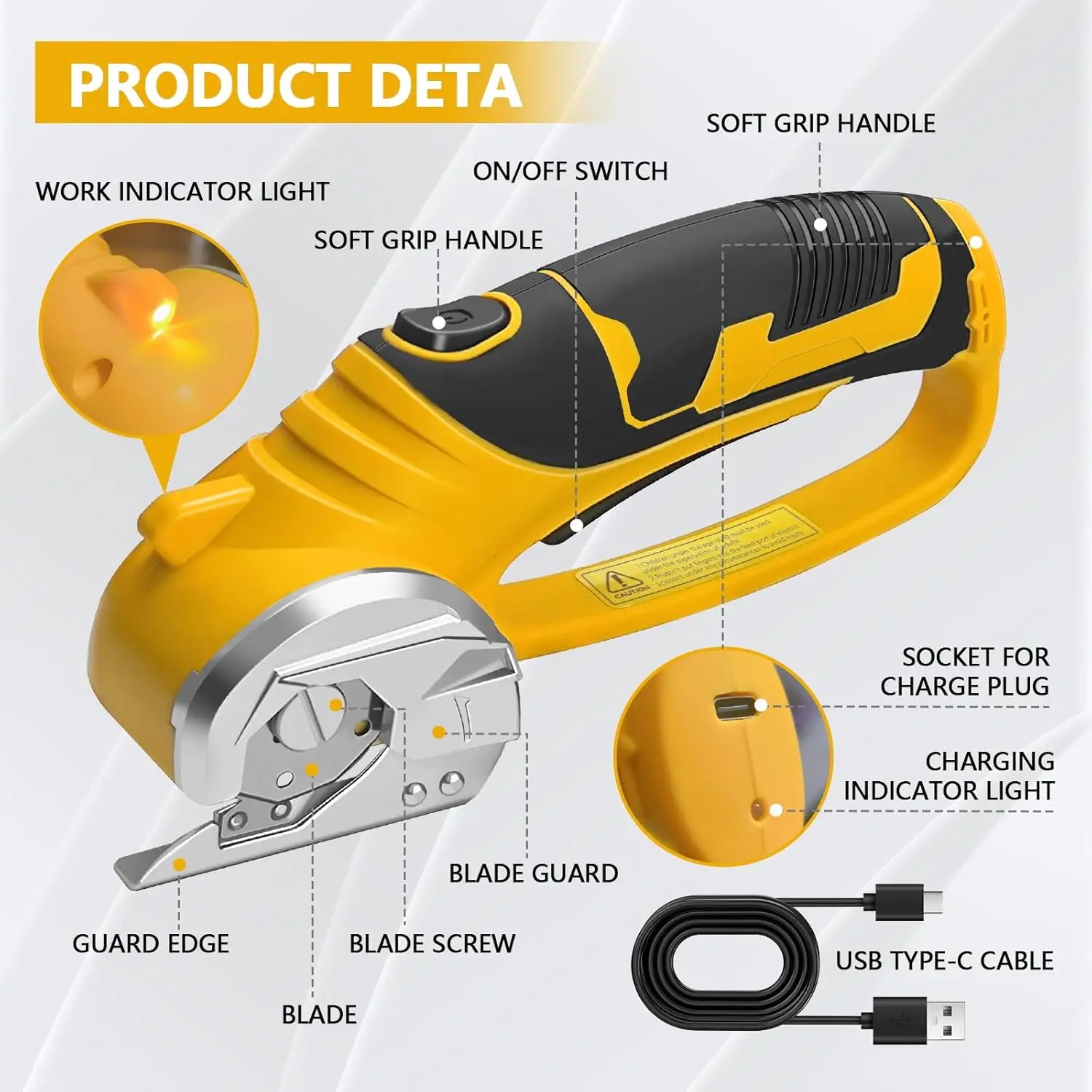 2000mAh Cordless Electric Scissors Rotary Cutter Electric Cardboard Box Fabric Scissor With Led Light For Leather Carpet Sewing
