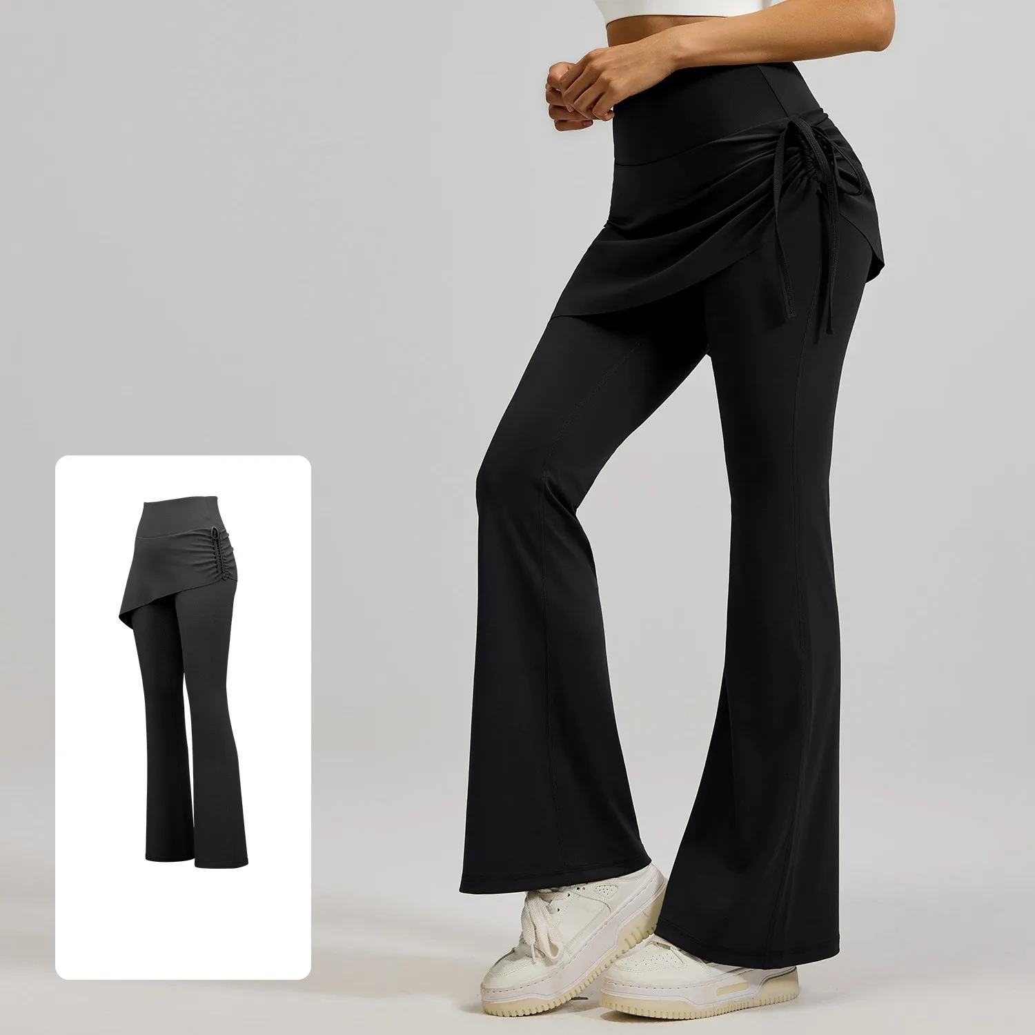 Pantaloni bootcut da ufficio donna palazzo asteca discoteca plaid solido fantasia floccaggio catena a rete anti sporco lavato bodybuilding termico GF