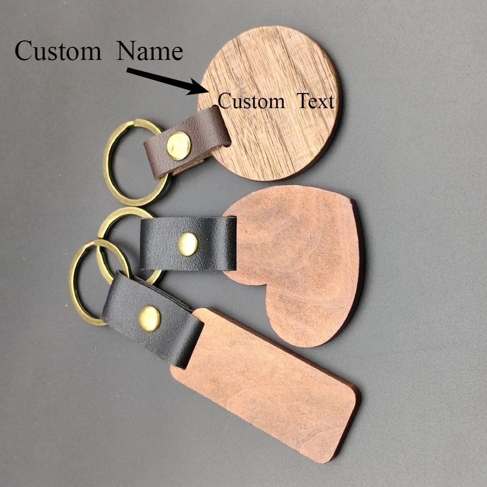 

Кожаный модный брелок в форме сердца с деревянной вставкой, съемный, аксессуар для украшений, с возможностью персонализации, небольшой сюрприз-подарок