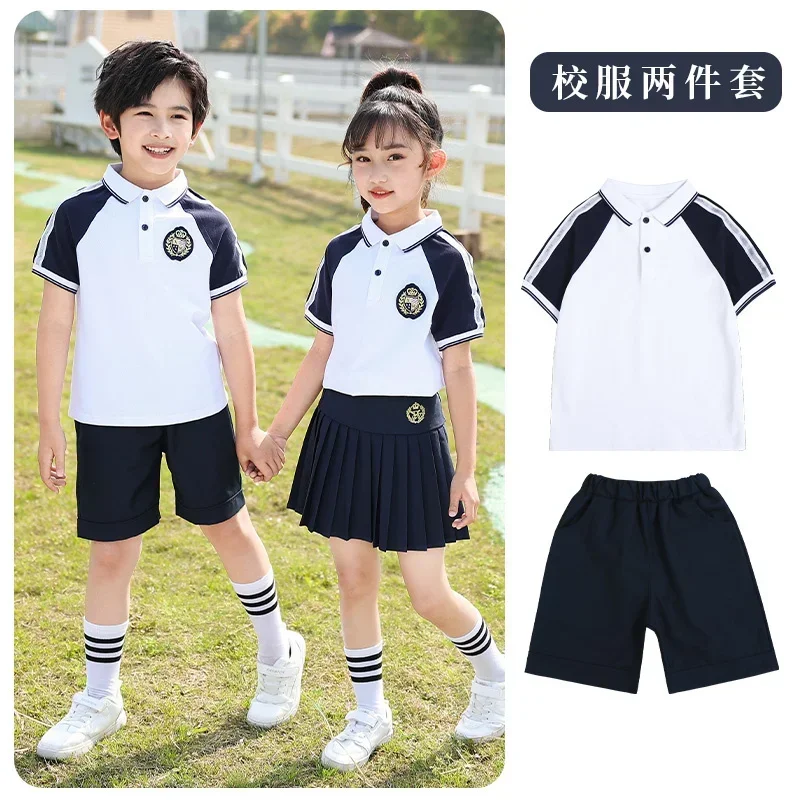 Uniforme di classe estiva, uniforme della scuola primaria, tuta estiva, abbigliamento sportivo per ragazzi e ragazze delle scuole medie a maniche corte per bambini,