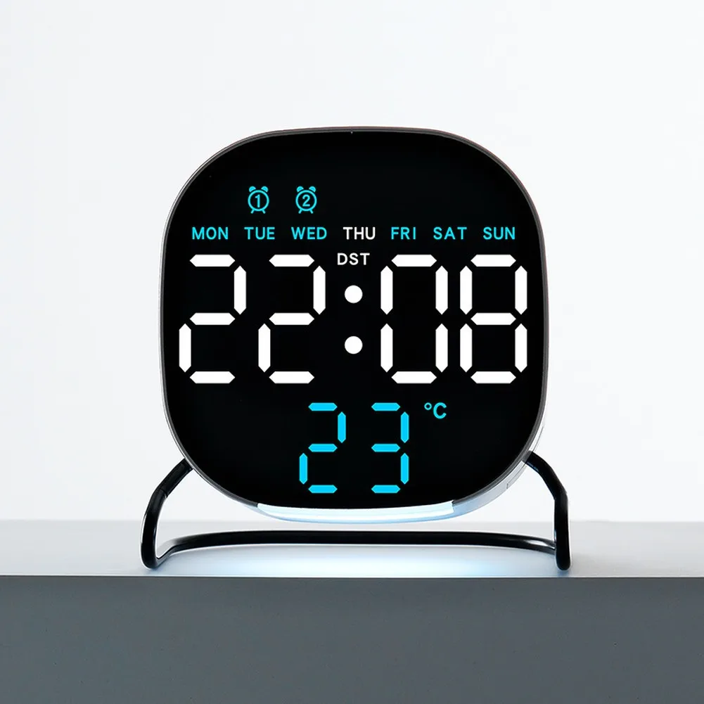 Bedside Night Light AS SHOWN LED Desktop Clock Touch Control Time And Date Loop Display 3-second Cycle Display