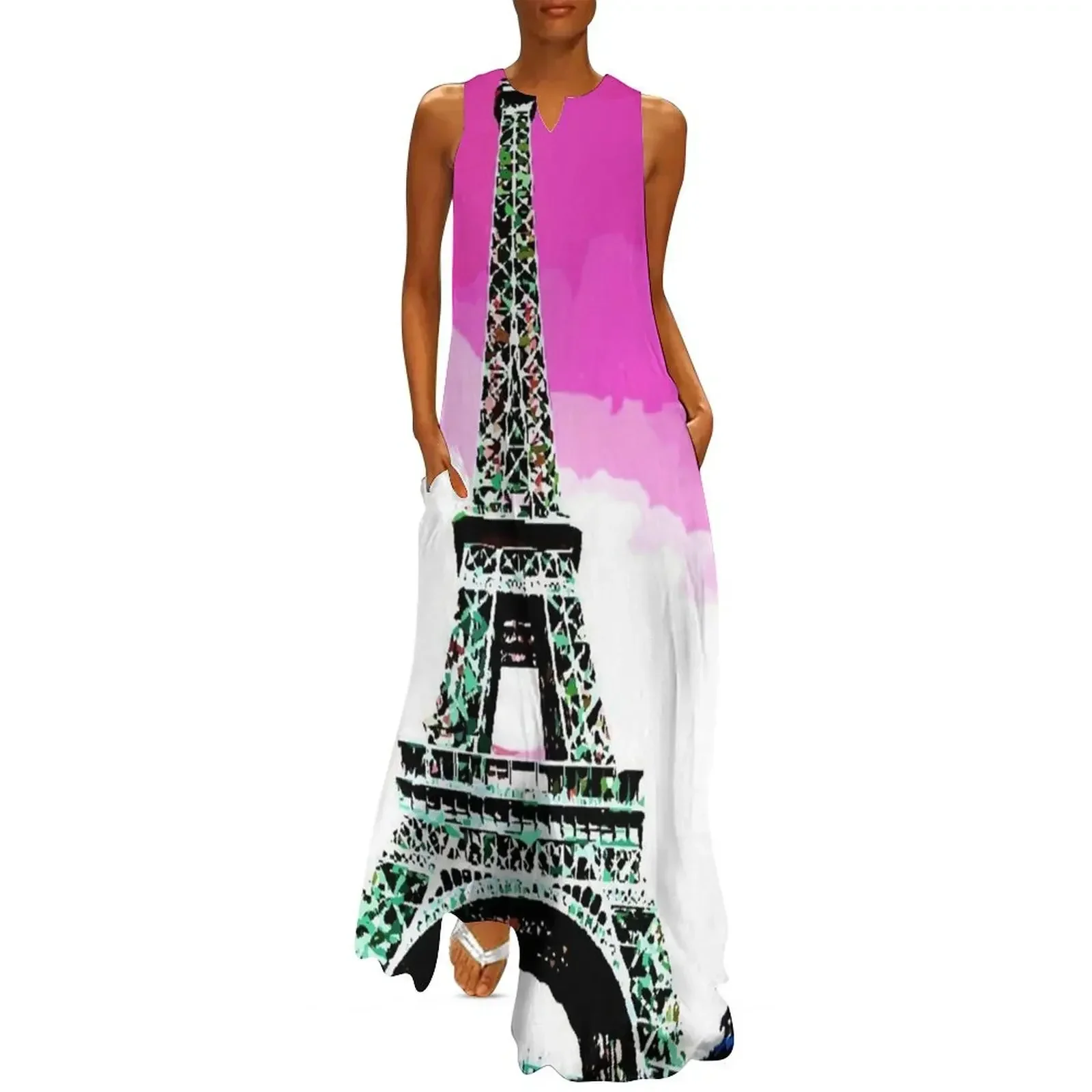 

Eiffel tower Paris Long Dress dress women summer 2025 birthday dress for women loose summer evening dresses ladies