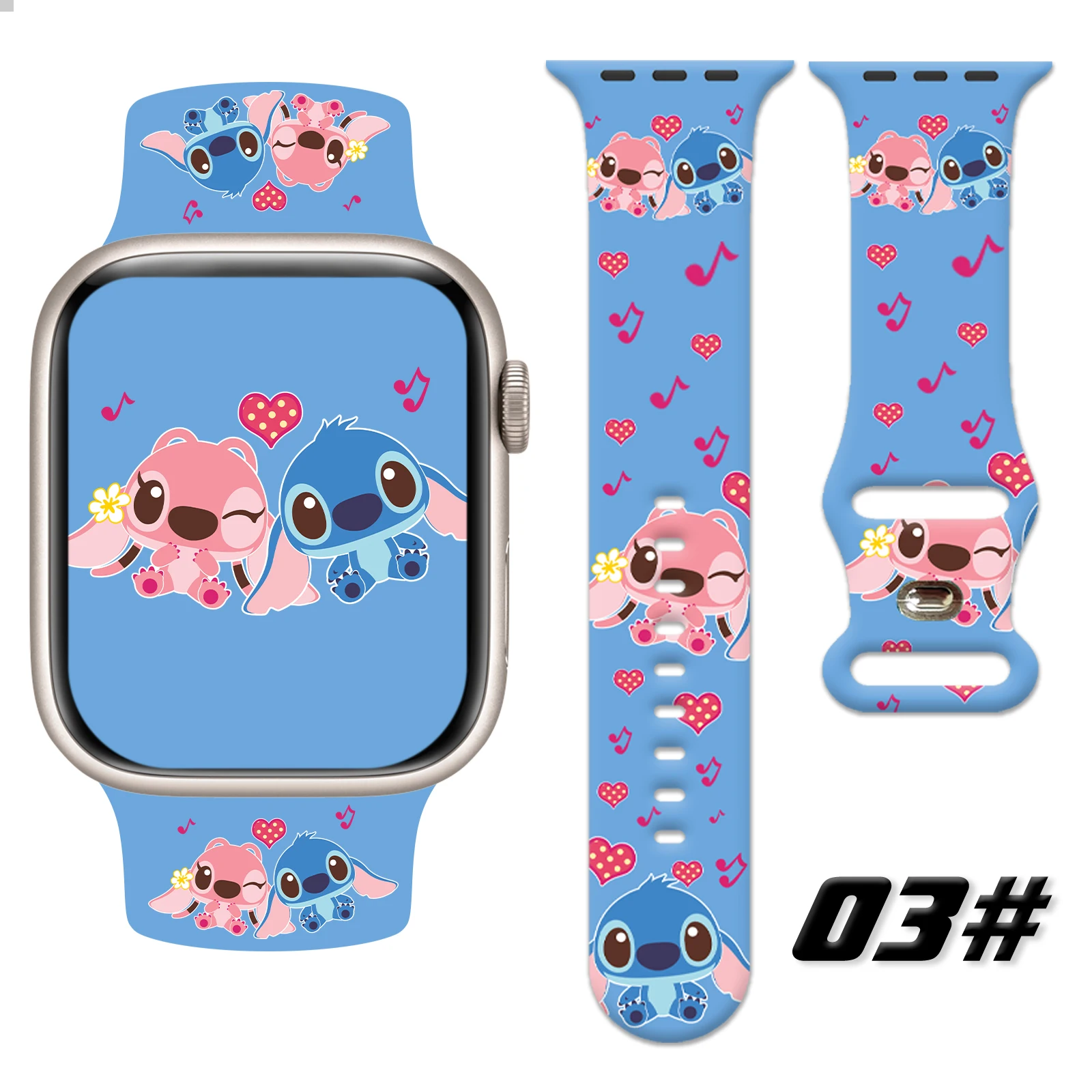 

Disney Graffiti Stitch Printed Watch Strap For Apple Watch 11/10/9/8 Band Silicone Strap Replaceable iWatch 46mm/44mm/42mm/41mm