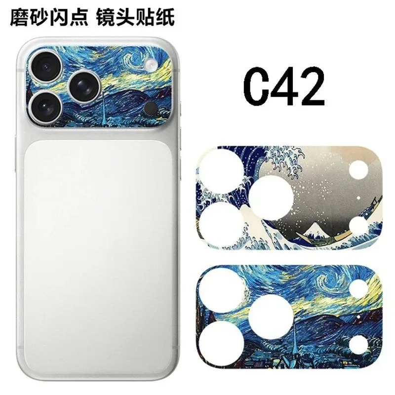 

10PCS MIX For Apple 17promax hollow lens film sticker colorful cartoon decoration camera creative soft film anti scratch