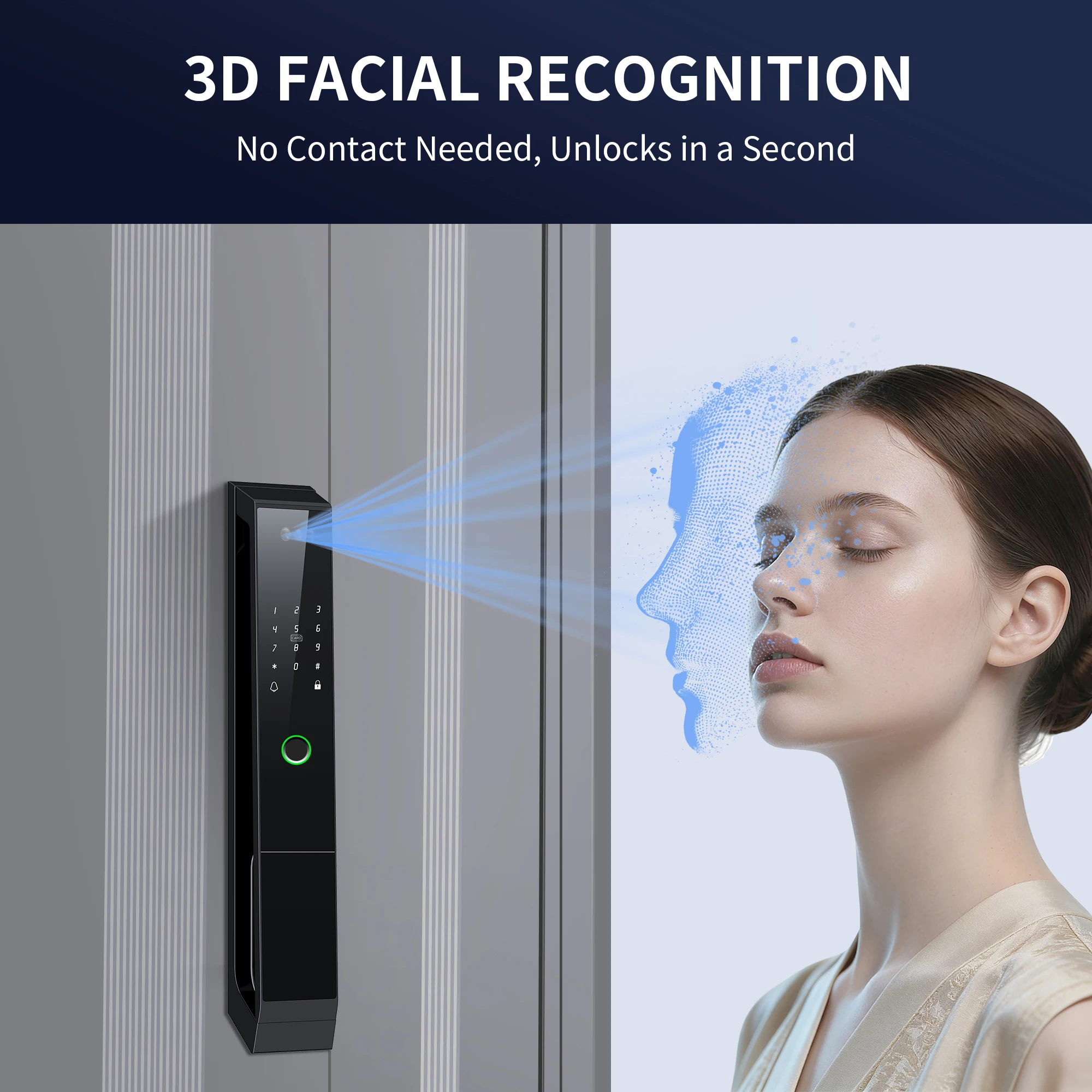 Fully-Automatic Smart Door Lock with 3D Face Fingerprint Recognition Video Intercom Tuya WiFi Hotel Lock Door