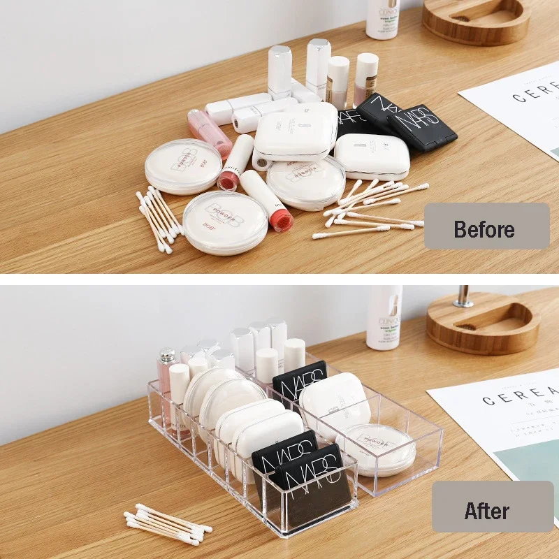 1/2PCS 6 Grids Detachable Makeup Holder Necklace Earrings Organizer Acrylic Cosmetics Storage Box Makeup Holder