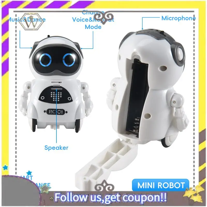 New Mini RC Pocket Robot For Kids With Interactive Dialogue Conversation, Voice Recognition, Chat Record, Singing& Dancing
