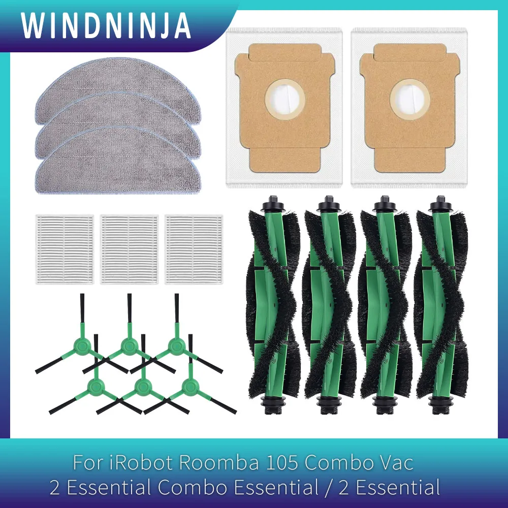 For IRobot Roomba 105 Combo Vac 2 Essential Combo Essential / 2 Essential Main Side Brush Filter Mop Dust Bag Robot Vacuum Parts