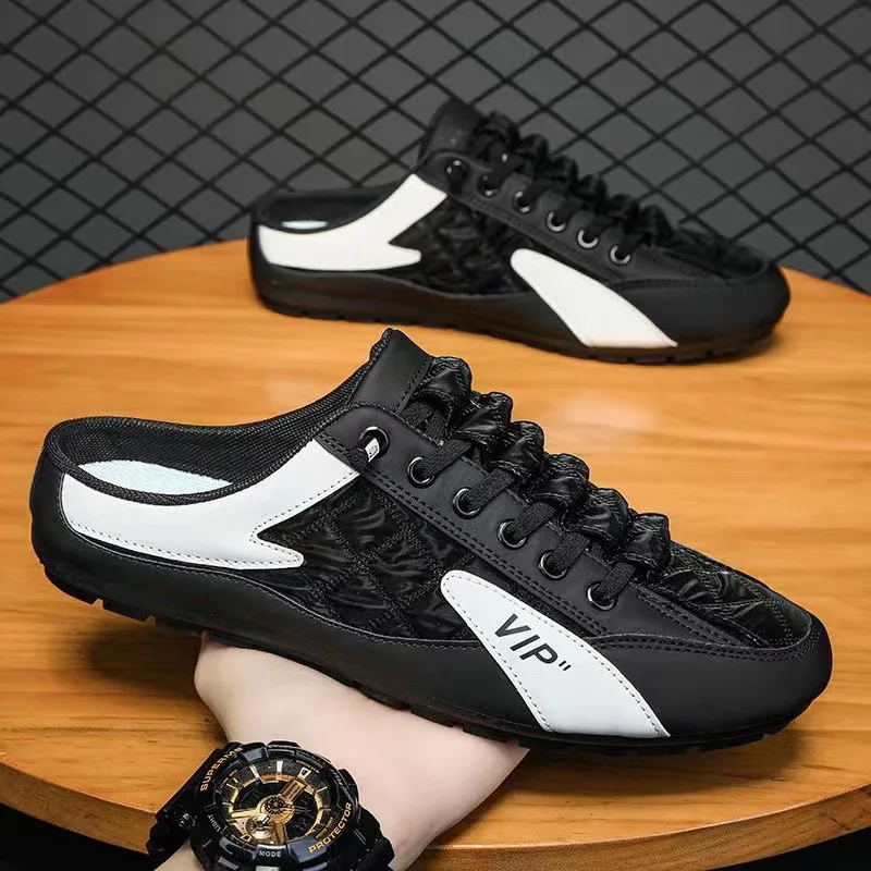 Half Slippers for Men Trendy Men's Flat Bottom Casual Shoes Soft Sole Support Shoes Men's Sneakers Zapatos De Hombre 2024 image 3