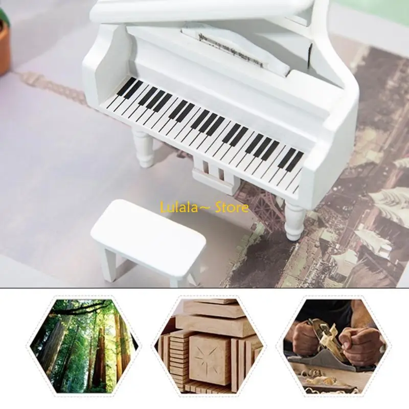 Y4QA 1:12 voor poppenhuis miniatuur piano ambachten vetplanten voor poppenhuis miniatuur piano krukjes micro landschap muzikale