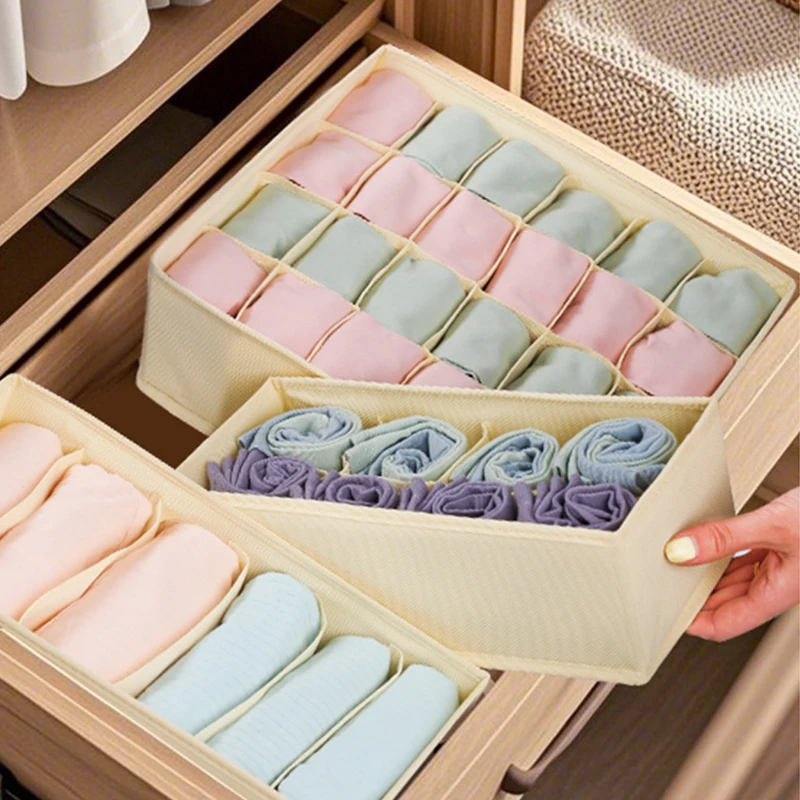 4/1 قطعة صناديق تنظيم الأدراج قابلة للطي صندوق تخزين غير منسوج الملابس المنظم صناديق خزانة منظم للملابس الداخلية الصدرية الجوارب