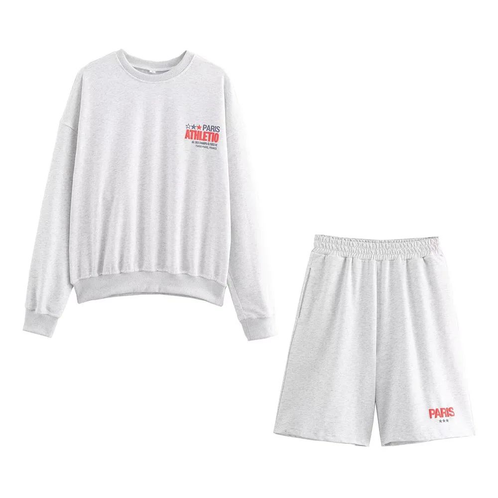 

Autumn 2024 women's new fashion leisure sports style embossed printed sweater printed flannel casual shorts