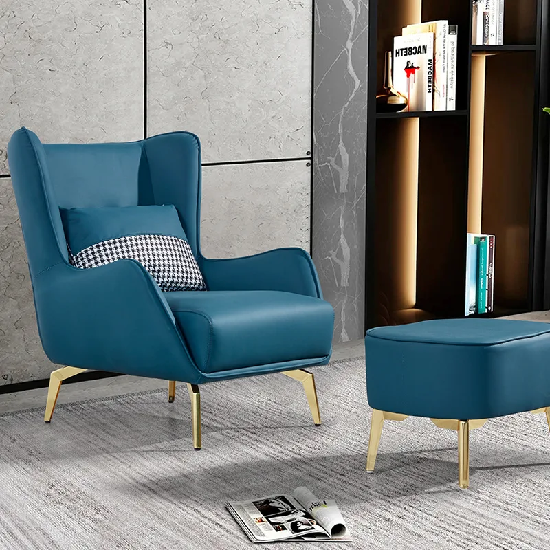 

!@Modern High Back Ergonomic Single Sofa Chair with Ottoman Comfort Leisure Recliner for Dining Bar for Living Room Furniture