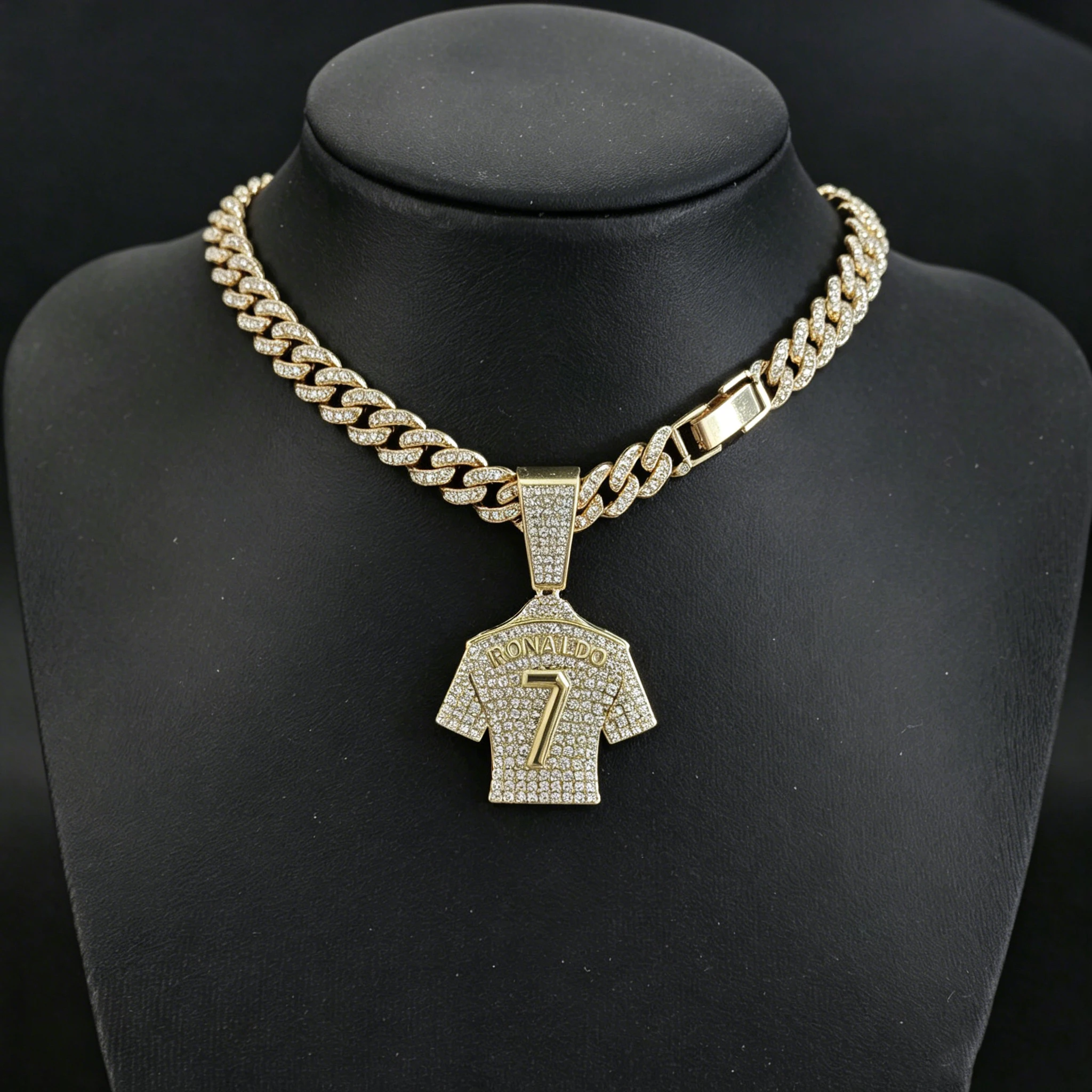 A new, fashionable and trendy zinc alloy jersey pendant necklace that pairs well with the jersey as a gift for the stadium
