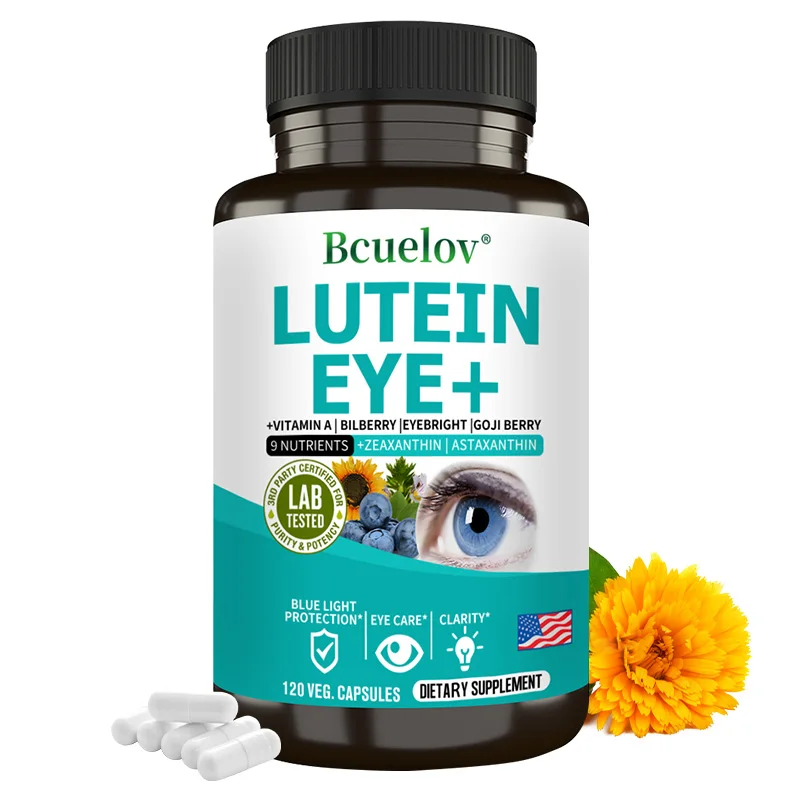 Augenvitamine-Ergänzungsmittel, Lutein 40 mg, Zeaxanthin 8 mg, unterstützt die Belastung der Augen, gesunde Augen und Sehkraft, 120 vegane Kapseln, gentechnikfrei