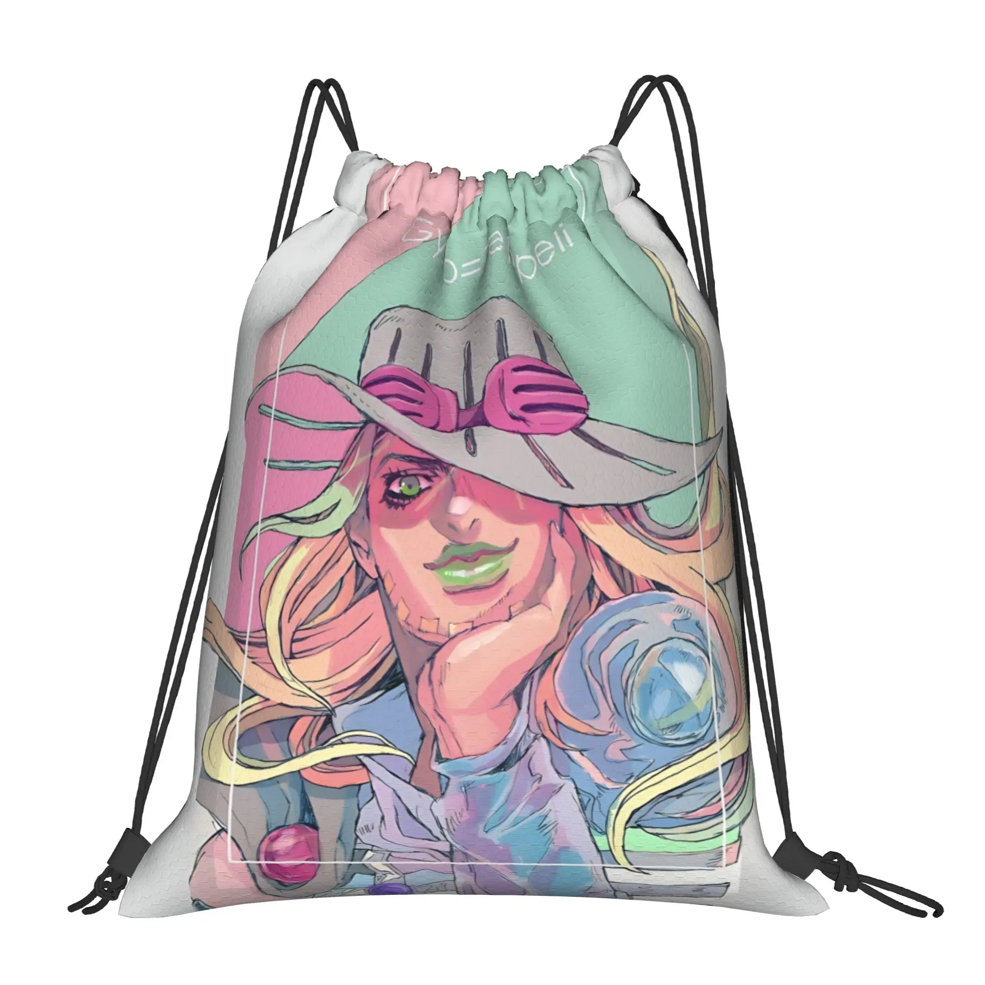 ジムポーチ JOJO STEEL BALL RUN ファンコポップ 巾着バッグ ジム ユニセックス 収納整理用 バンドルポケット ロープバッグ 1