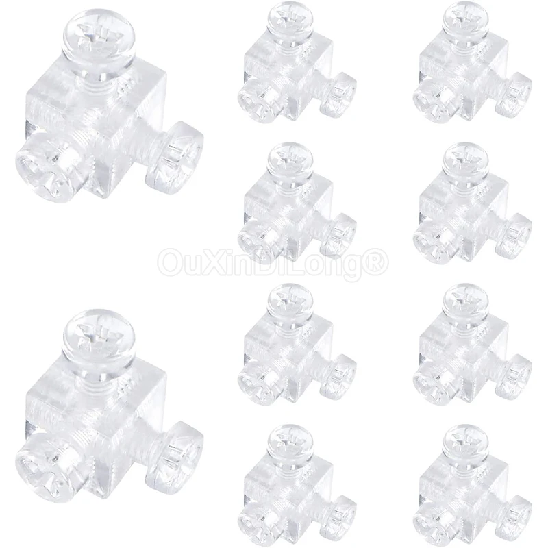 100PCS Acrylic Corner Bracket Clear 6-Hole Block Cube Joint Brace Brackets with Screws for Electric Stoves Square Dishes GF1289