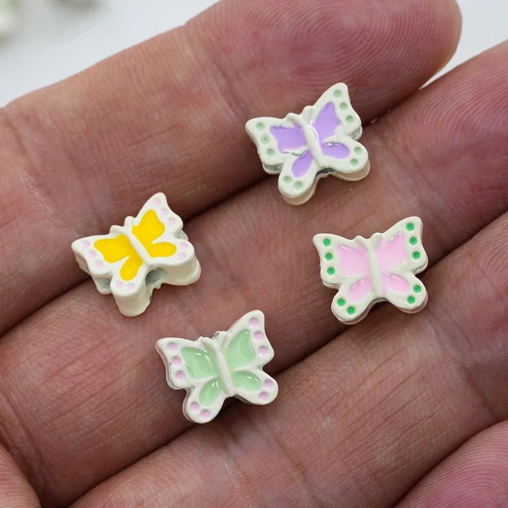 5 uds. De Mini cuentas de mariposa de cuatro agujeros de aleación de 9x11mm para fabricación de joyería, collar DIY, joyería, cadenas para teléfono móvil, accesorios para hacer