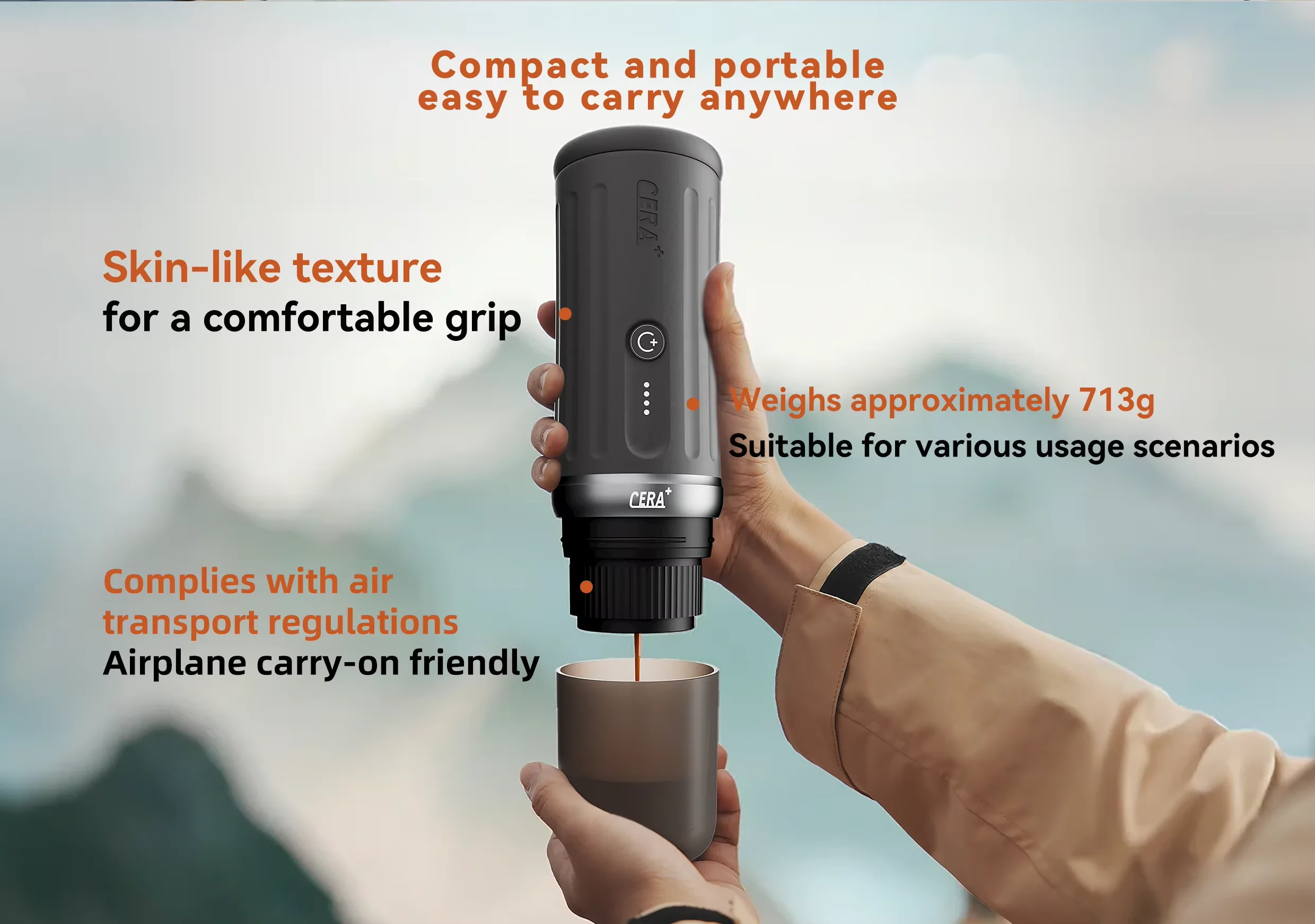 

USB Aluminum 2-in-1 Cold Hot Espresso/Cappuccino Portable Coffee Machine APP-Controlled Travel Coffee Machine