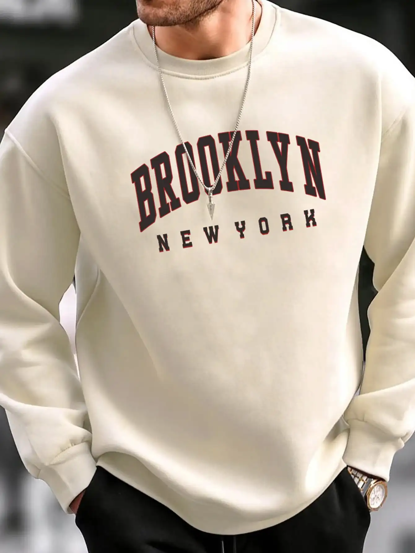 Brooklyn Creative Letter Pattern Men Hoodies Casual Street Style Clothes Hip Hip Loose Sweatshirts  Autumn Fleece Pullovers