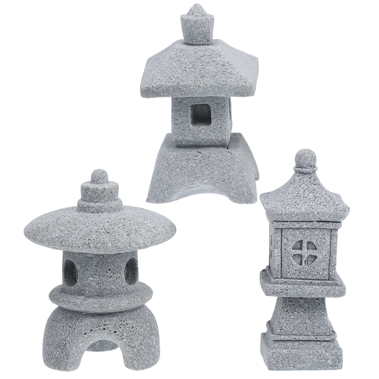 3 Pcs Micro Landscape Stone Pavilion Outdoor Fairy Garden Decor Square Bonsai Japanese Bluestone Powder Miniatures Ornament