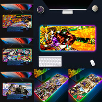 JoJos Bizarre Adventure RGB Pc Gamer Keyboard Mouse Pad Mousepad LED Glowing Mouse Mats Rubber Gaming Computer Mausepad